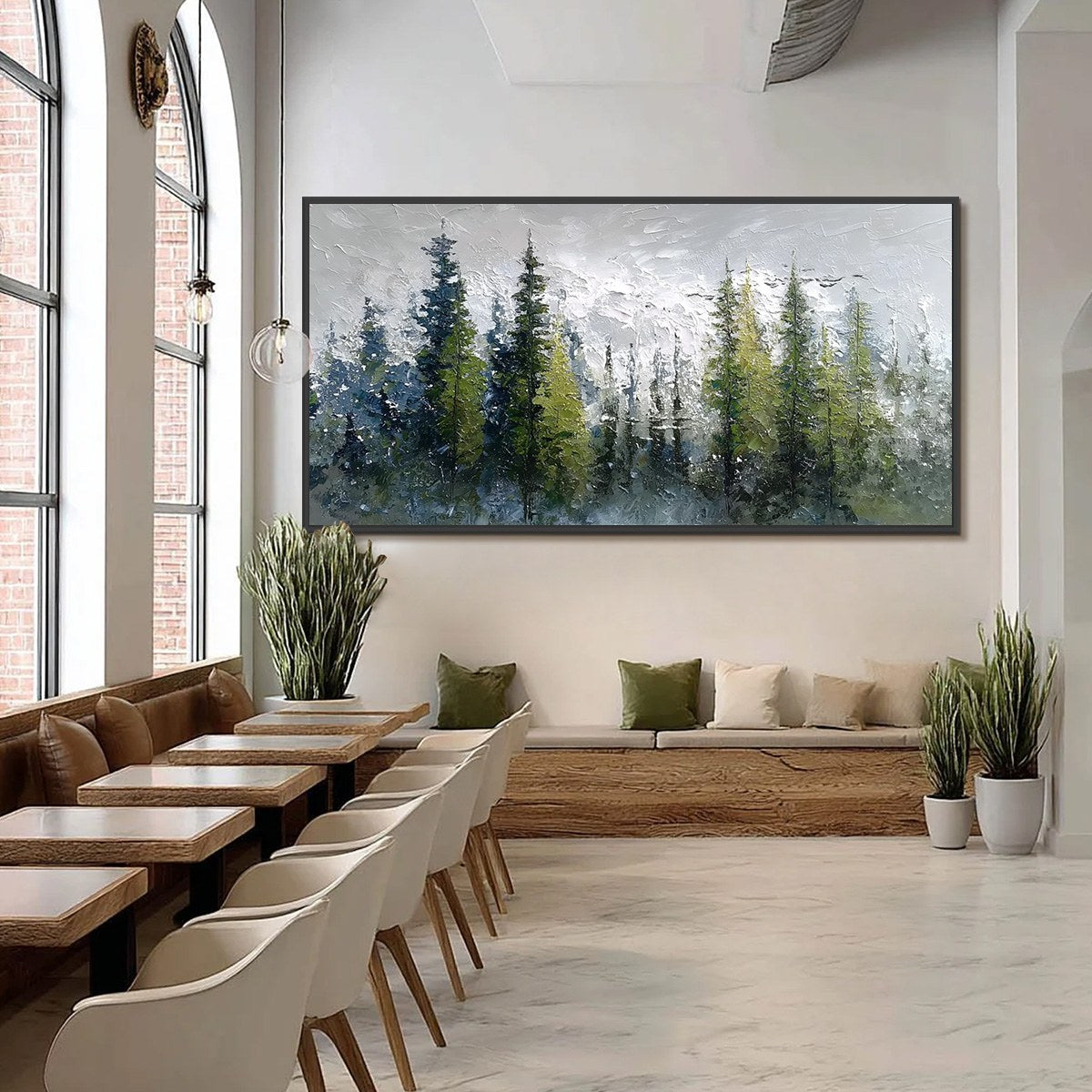 SILENT SENTINELS: Textured Impasto Pine Forest Landscape Painting - Image 6