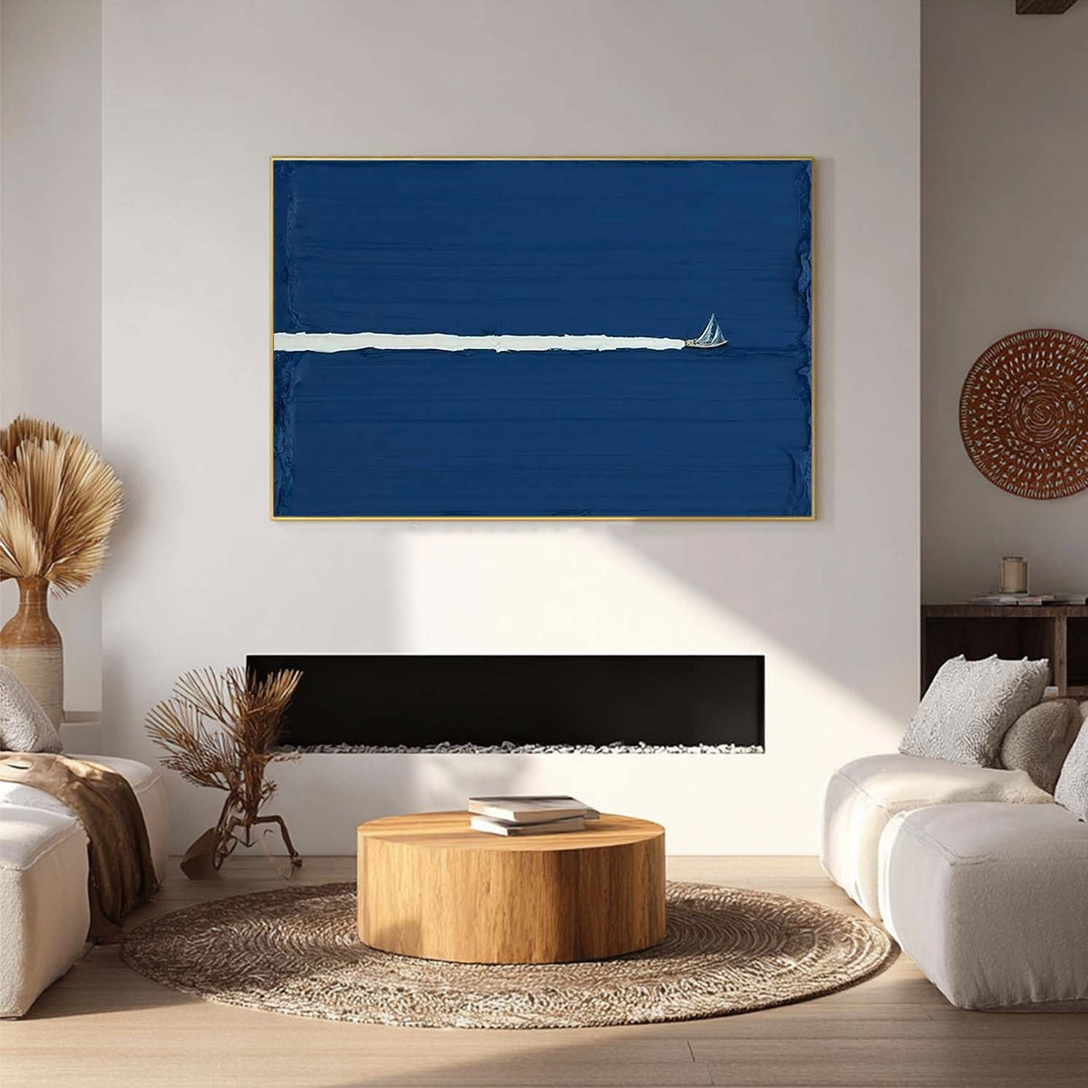 SILENT WAKE: Minimalist Sailboat Seascape Oil Painting - Image 6