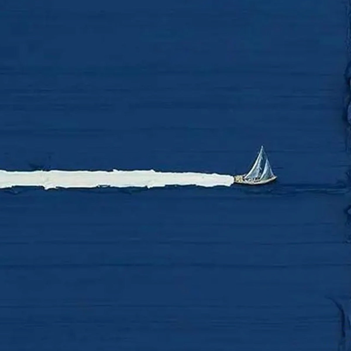 SILENT WAKE: Minimalist Sailboat Seascape Oil Painting - Image 5