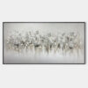 SILVER MIST: Minimalist Floral Oil Painting in Silver and Grey