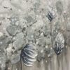 SILVER MIST: Minimalist Floral Oil Painting in Silver and Grey