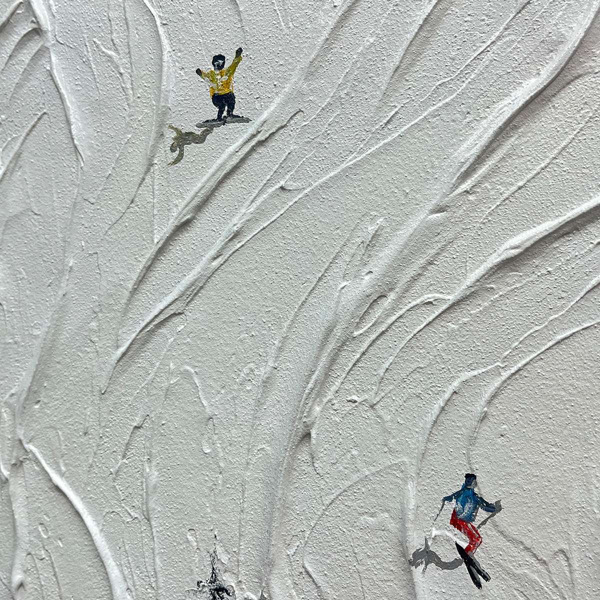 SNOWY CARVE: Textured White Skiing Landscape Painting - Image 3