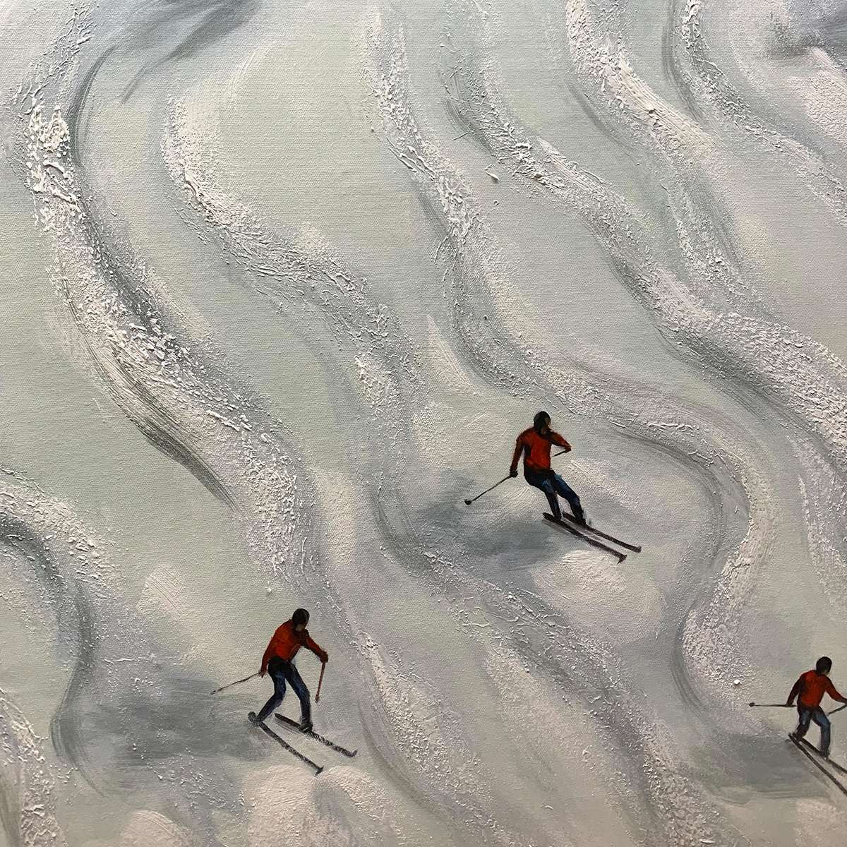SNOW DANCE: Minimalist Winter Sports Scene Oil Painting - Image 5