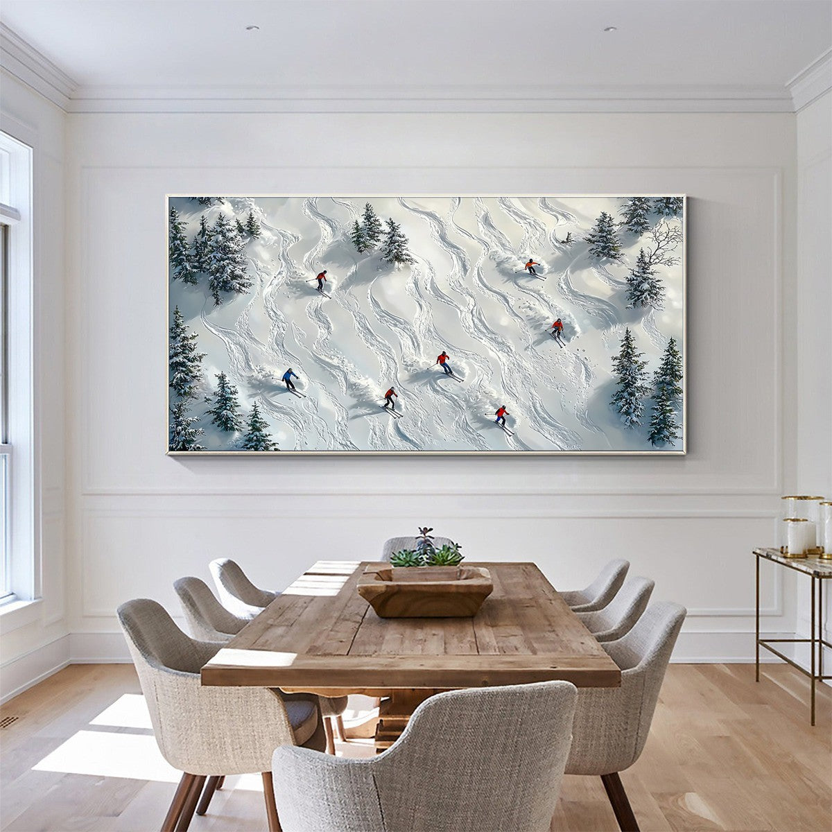 SNOW DANCE: Minimalist Winter Sports Scene Oil Painting - Image 6