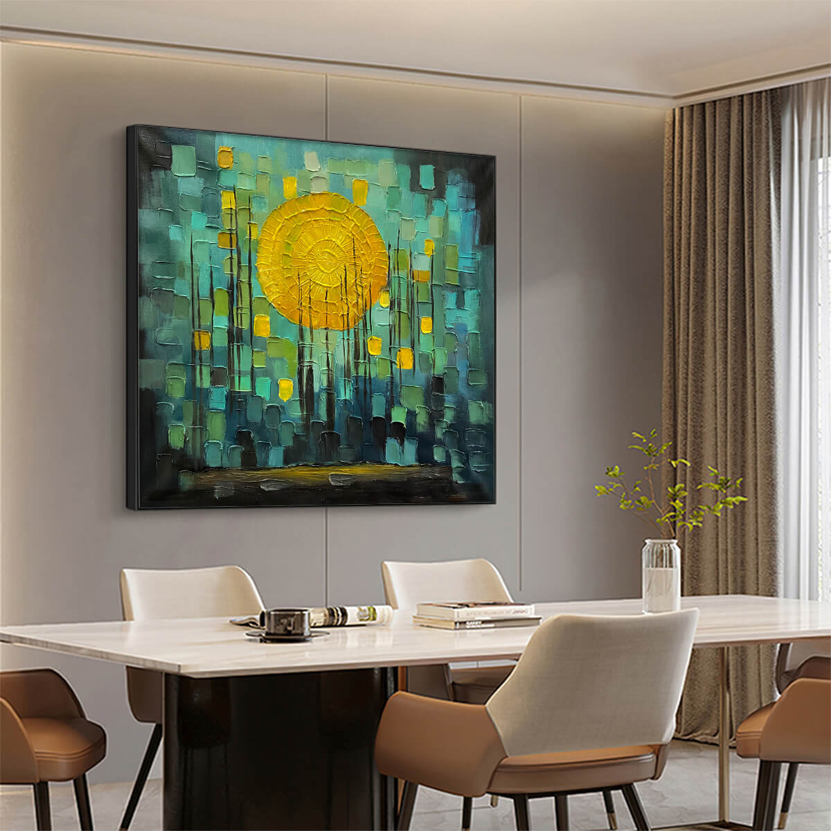 SOLAR FOREST: Abstract Forest Landscape Impasto Oil Painting - Image 4