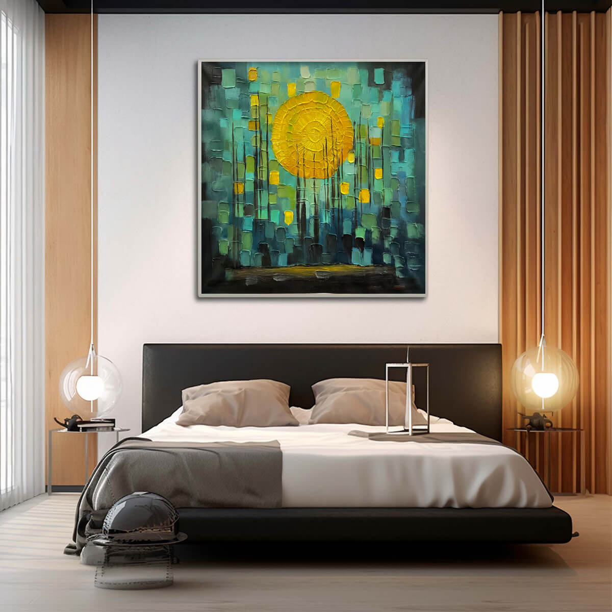 SOLAR FOREST: Abstract Forest Landscape Impasto Oil Painting - Image 6