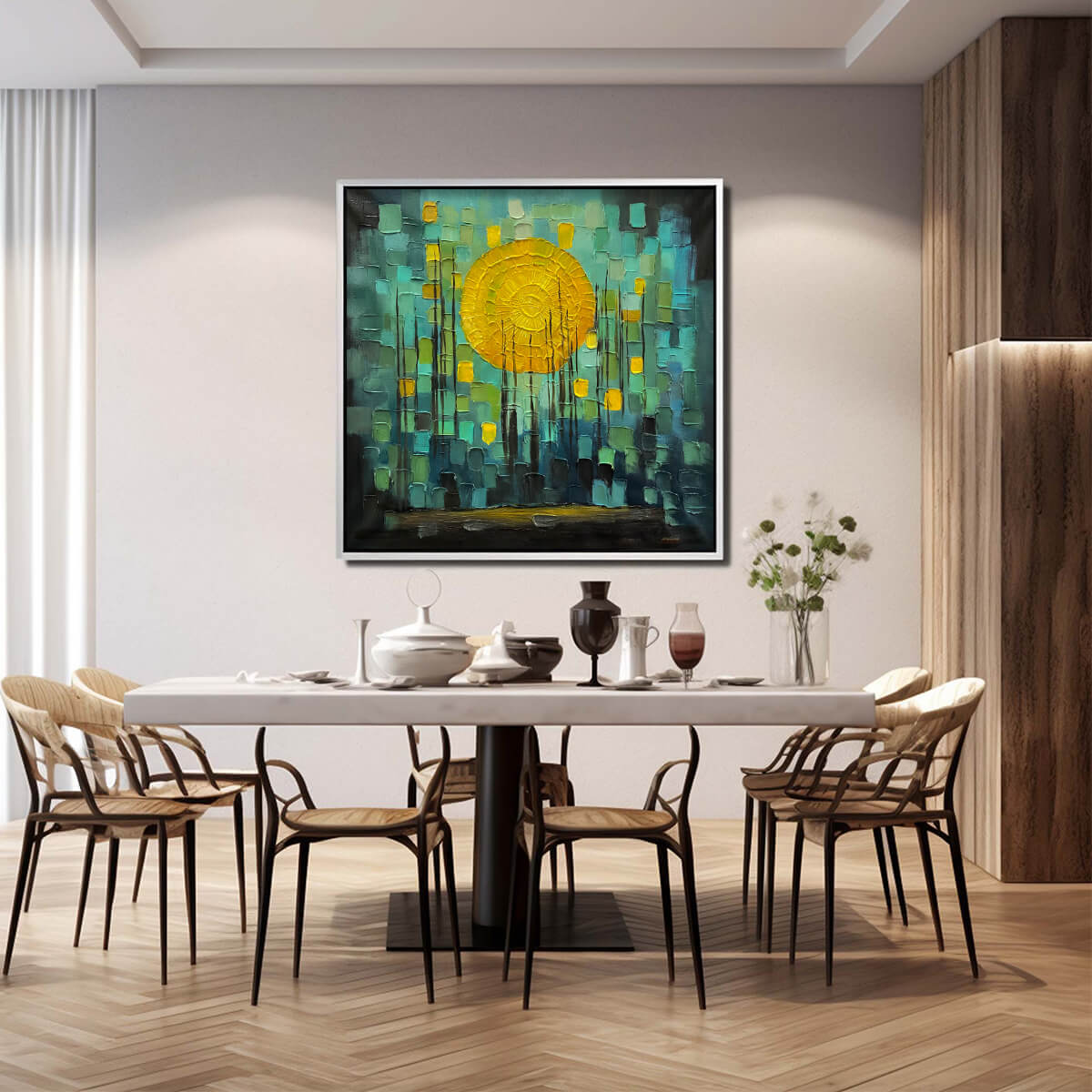 SOLAR FOREST: Abstract Forest Landscape Impasto Oil Painting - Image 7