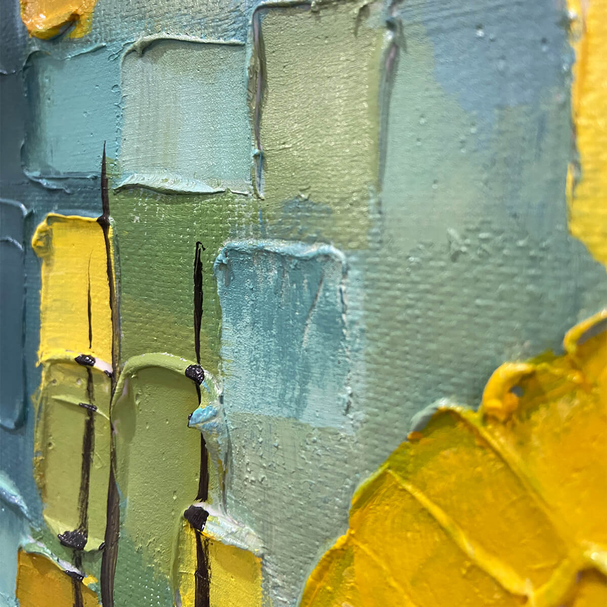 SOLAR FOREST: Abstract Forest Landscape Impasto Oil Painting - Image 5