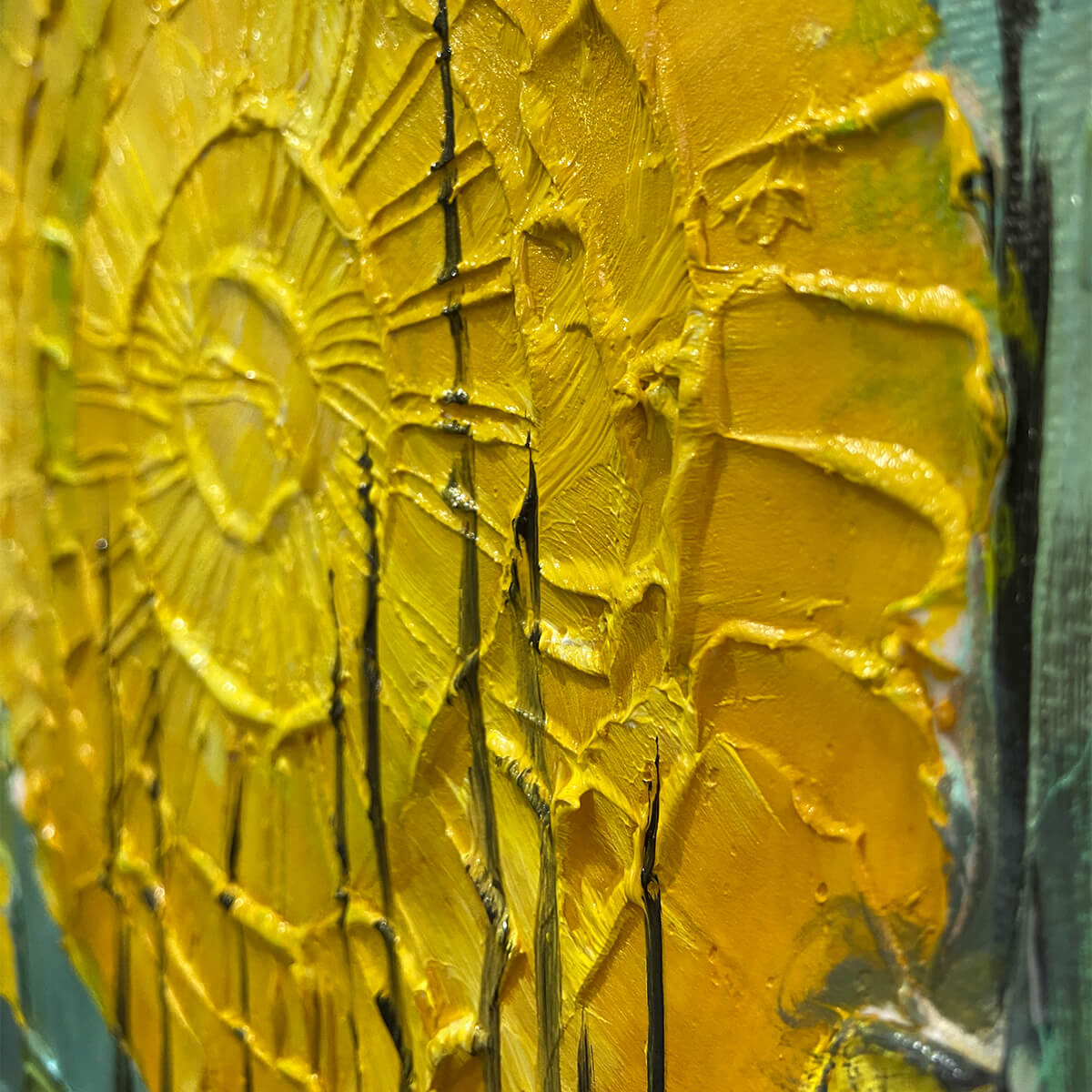 SOLAR FOREST: Abstract Forest Landscape Impasto Oil Painting - Image 3