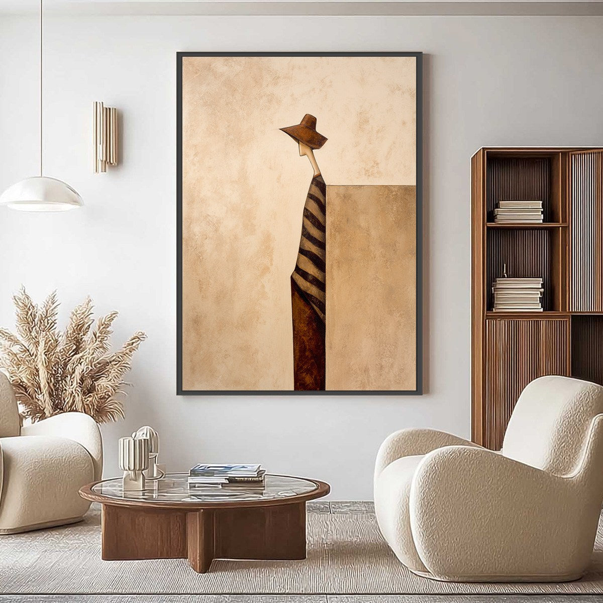 SOLITUDE: Minimalist Figurative Painting in Earthy Tones - Image 2