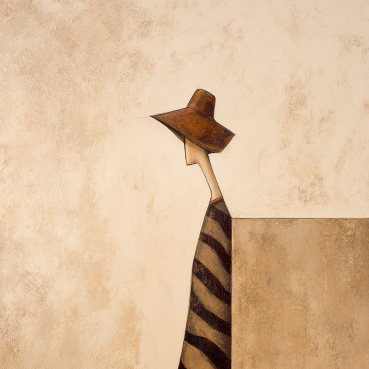 SOLITUDE: Minimalist Figurative Painting in Earthy Tones - Image 3