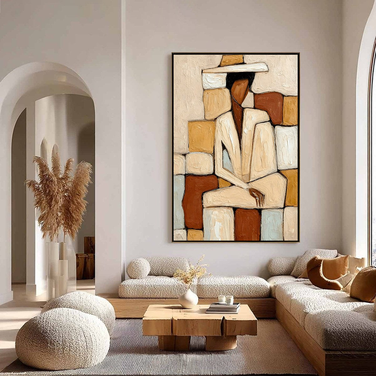 SOLITUDE: Textured Abstract Figurative Painting in Earth Tones - Image 4