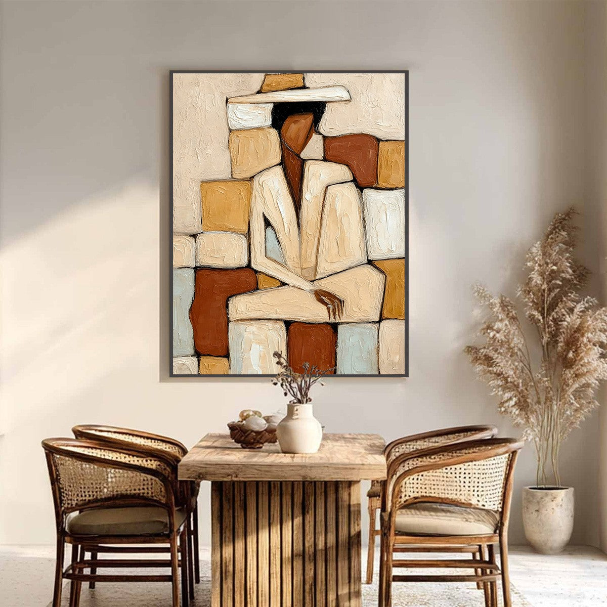 SOLITUDE: Textured Abstract Figurative Painting in Earth Tones - Image 6