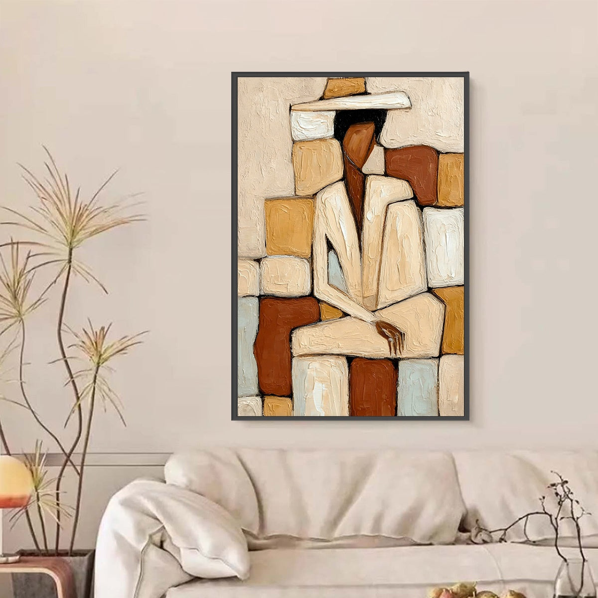 SOLITUDE: Textured Abstract Figurative Painting in Earth Tones - Image 2