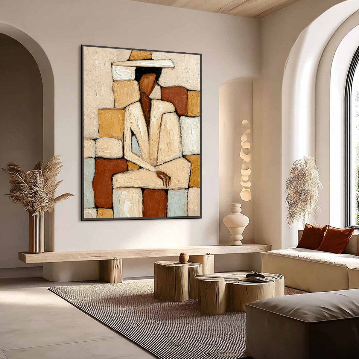 SOLITUDE: Textured Abstract Figurative Painting in Earth Tones - Image 7