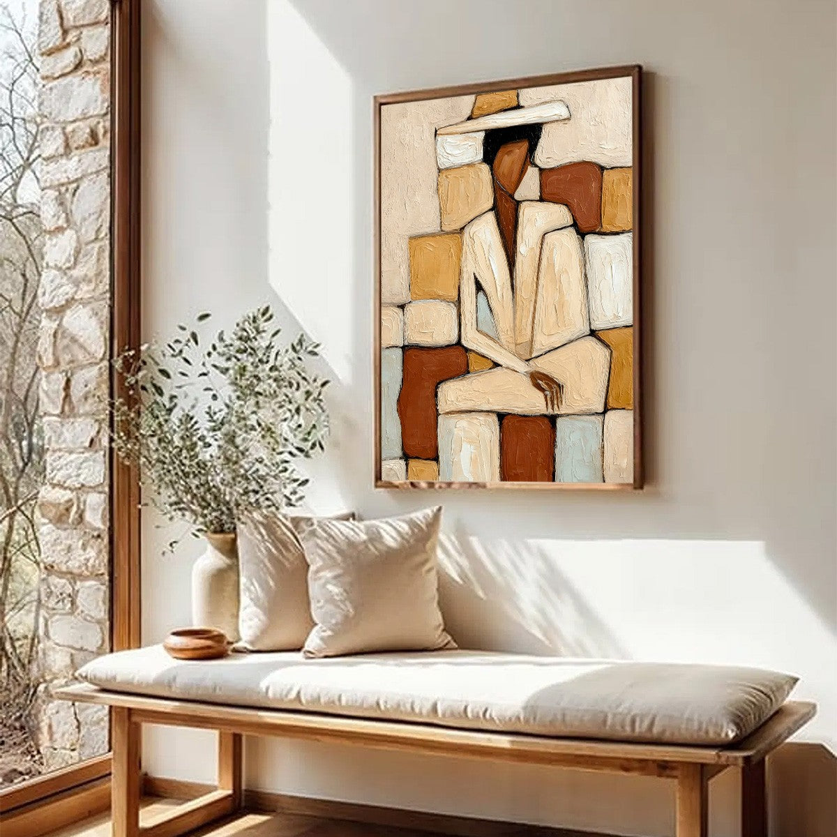 SOLITUDE: Textured Abstract Figurative Painting in Earth Tones - Image 8