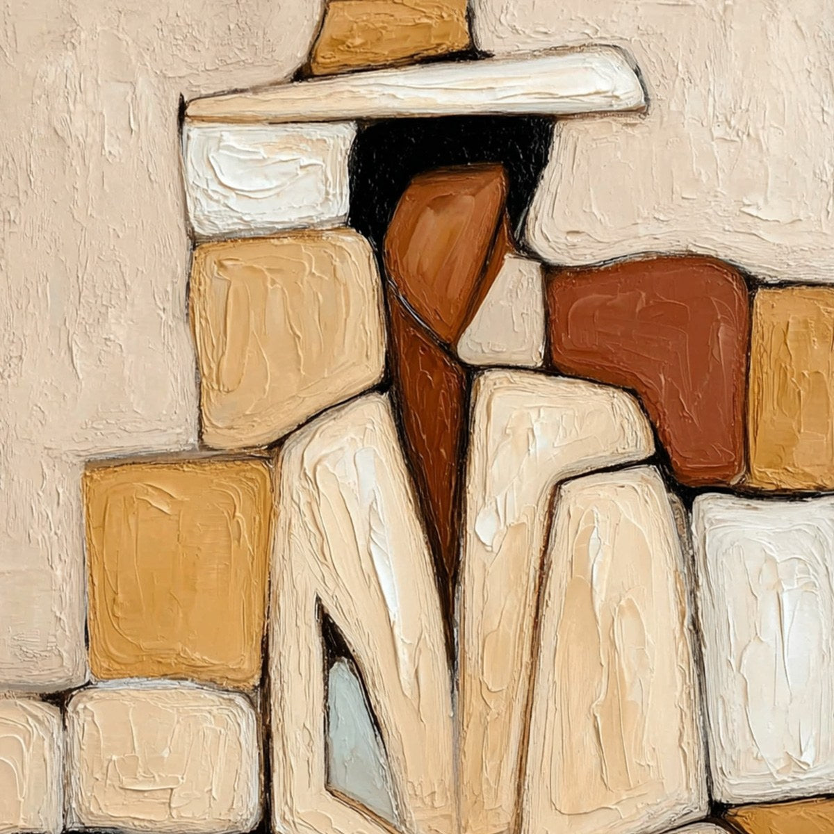 SOLITUDE: Textured Abstract Figurative Painting in Earth Tones - Image 3
