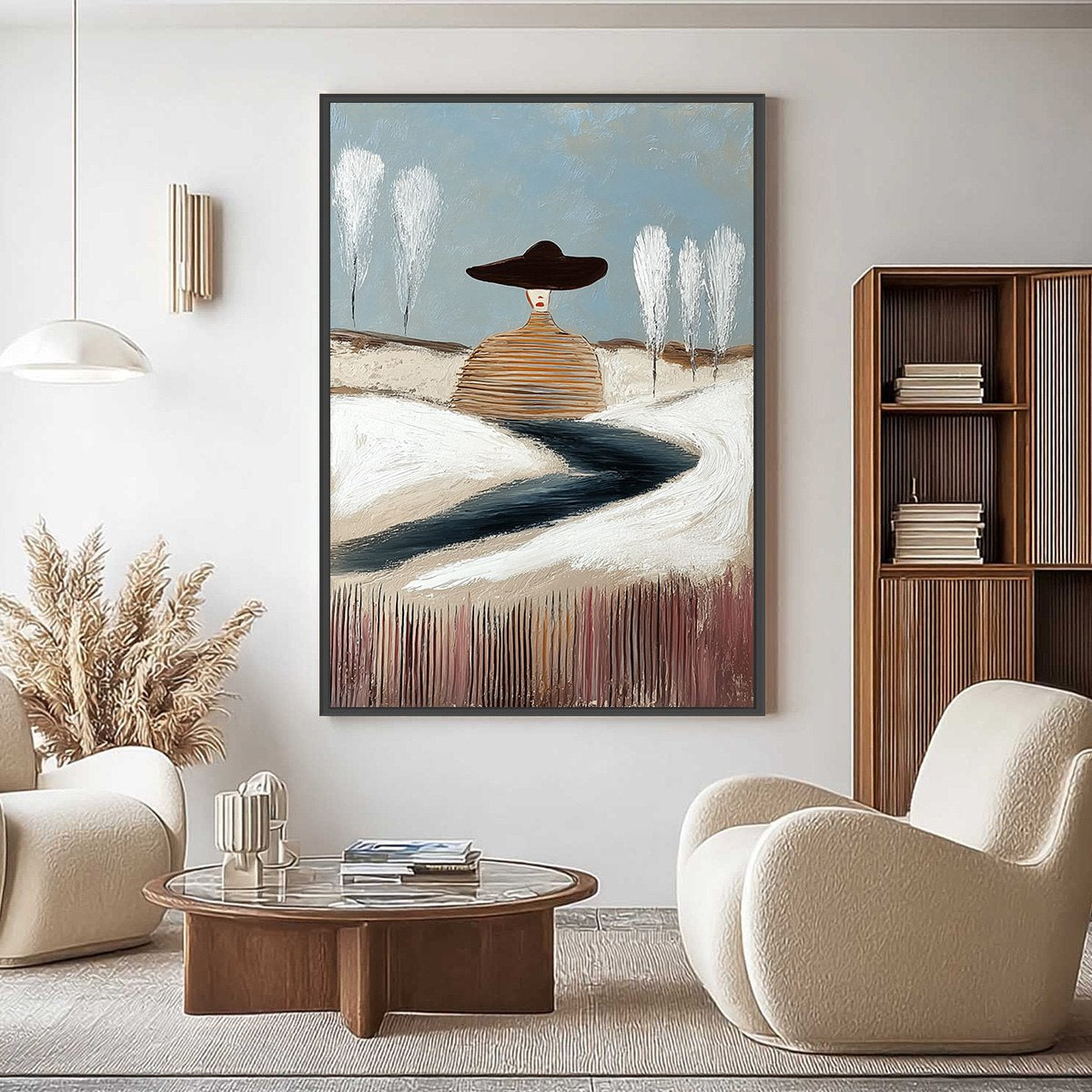 SOLITUDE: Textured Figurative Painting of a Woman in a Winterscape - Image 2