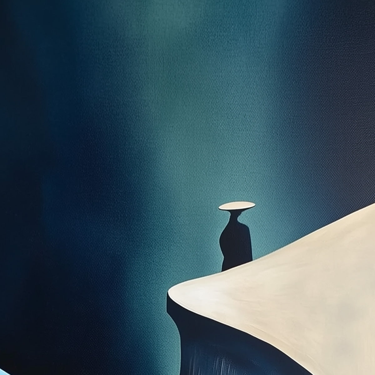 SOLITUDE'S EDGE: Minimalist Abstract Landscape with Figure Painting - Image 3