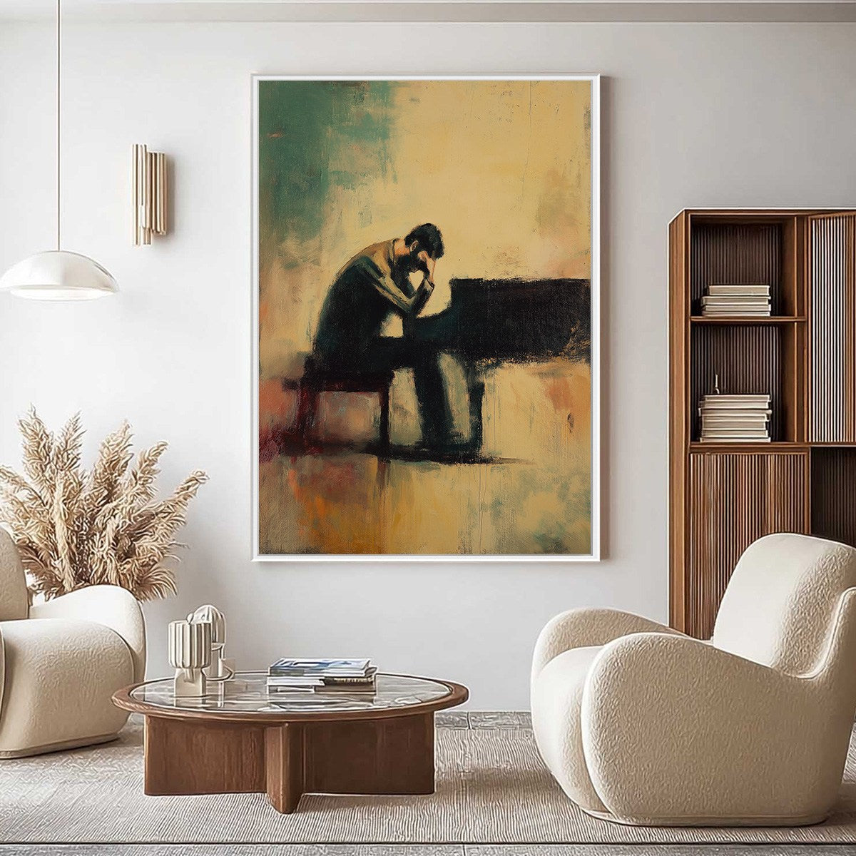 SOLITUDE SONATA: Expressive Figurative Piano Oil Painting - Image 4