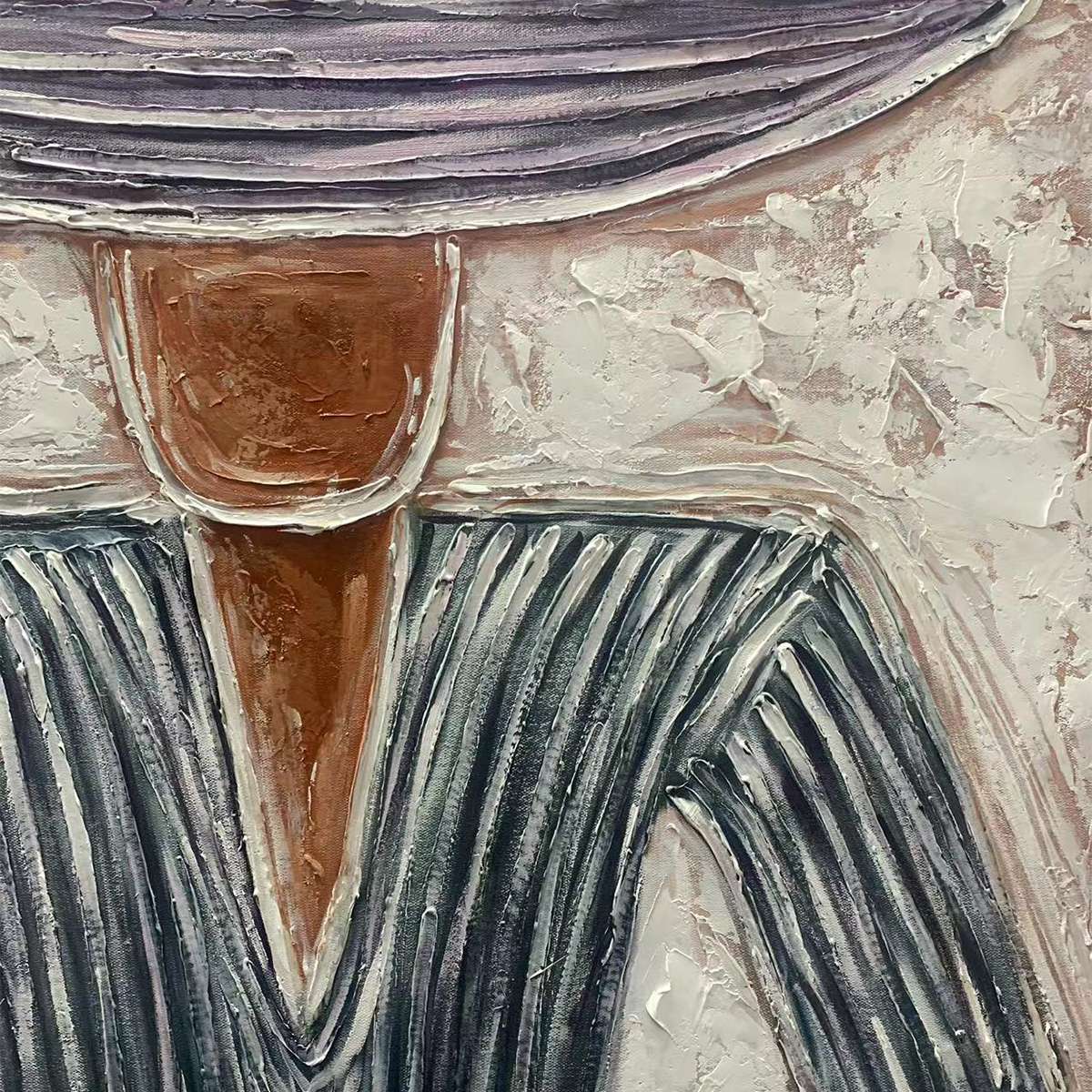 SOMBRERO DUET: Textured Figurative Portrait Diptych - Image 3