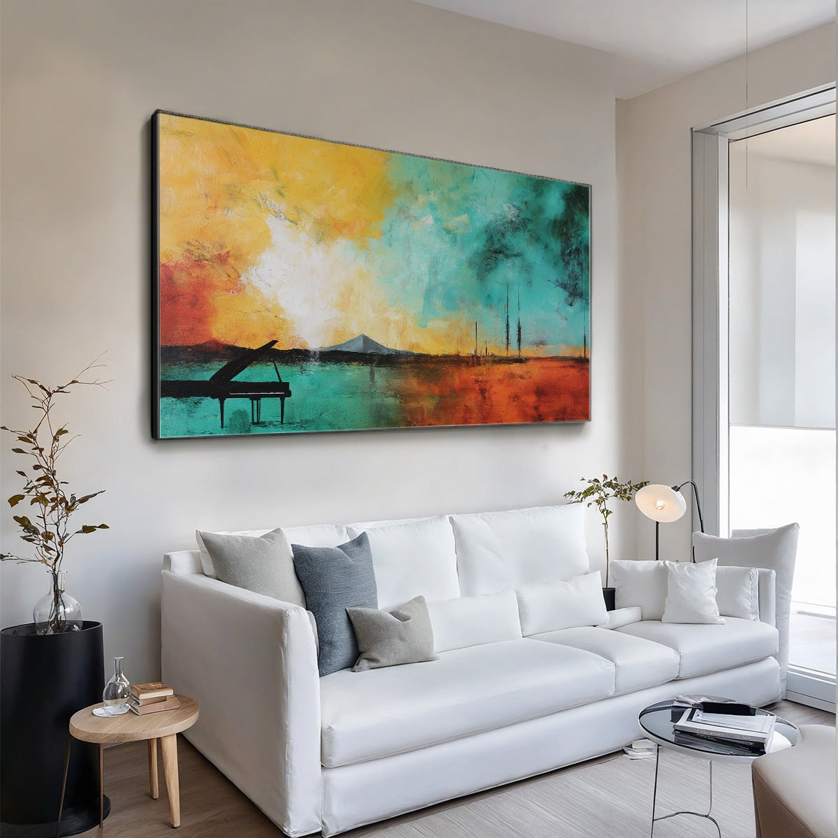 SONATA HORIZON: Vibrant Abstract Landscape Oil Painting - Image 3