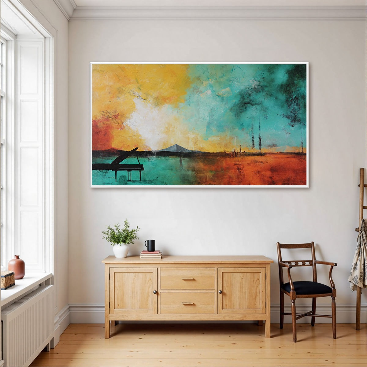 SONATA HORIZON: Vibrant Abstract Landscape Oil Painting - Image 4