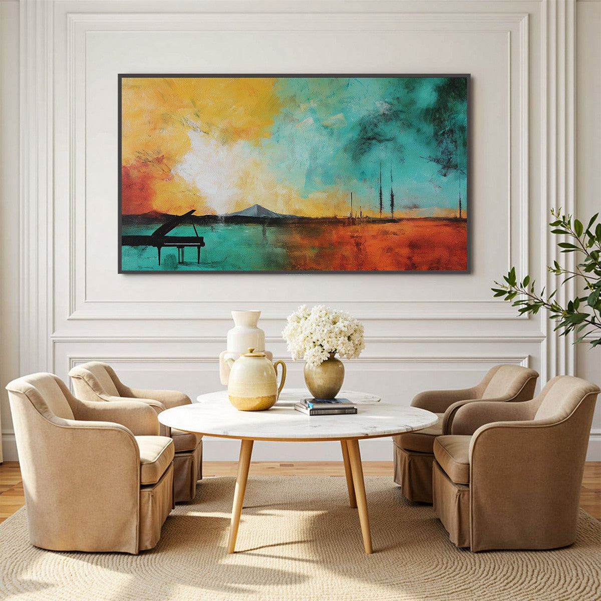 SONATA HORIZON: Vibrant Abstract Landscape Oil Painting - Image 6