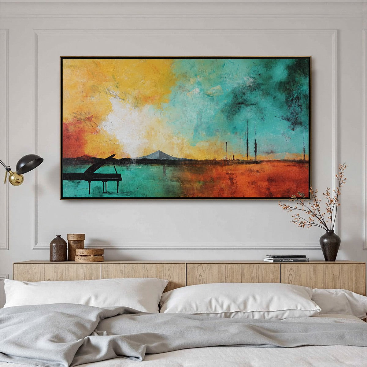 SONATA HORIZON: Vibrant Abstract Landscape Oil Painting - Image 8