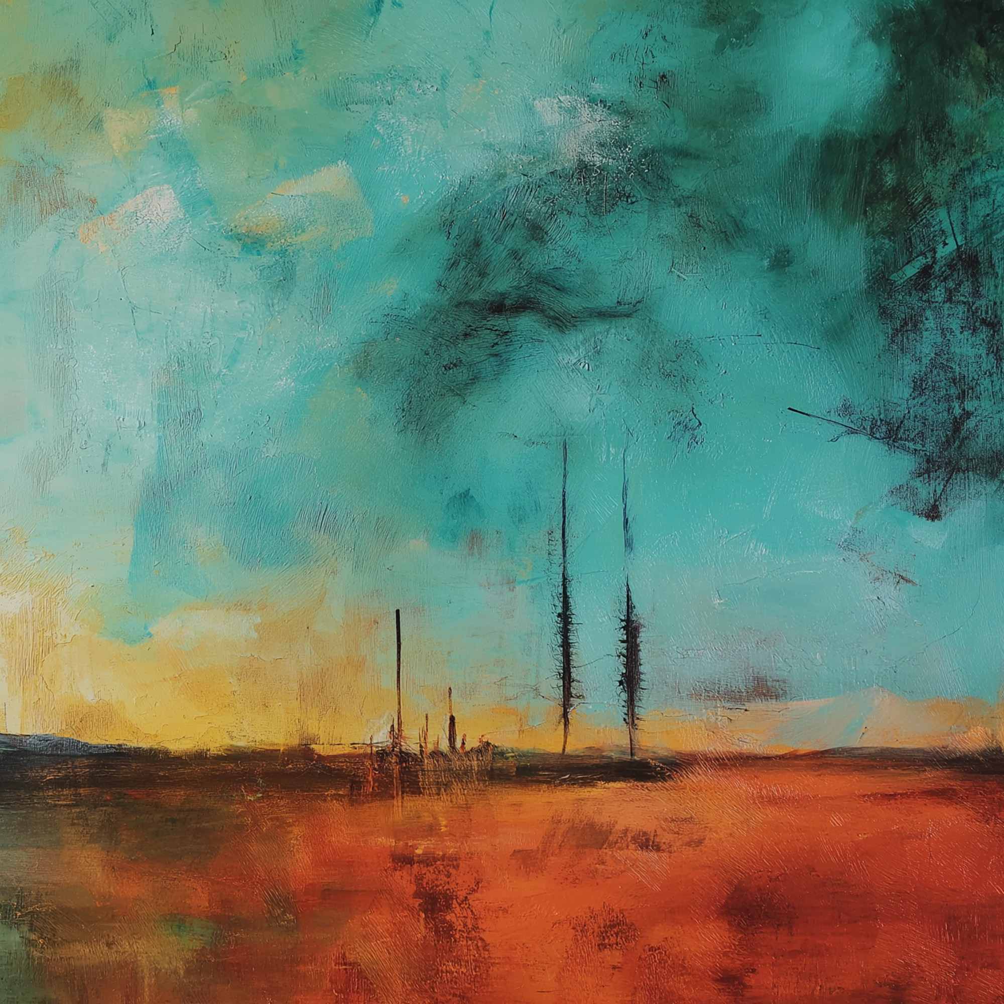 SONATA HORIZON: Vibrant Abstract Landscape Oil Painting - Image 5
