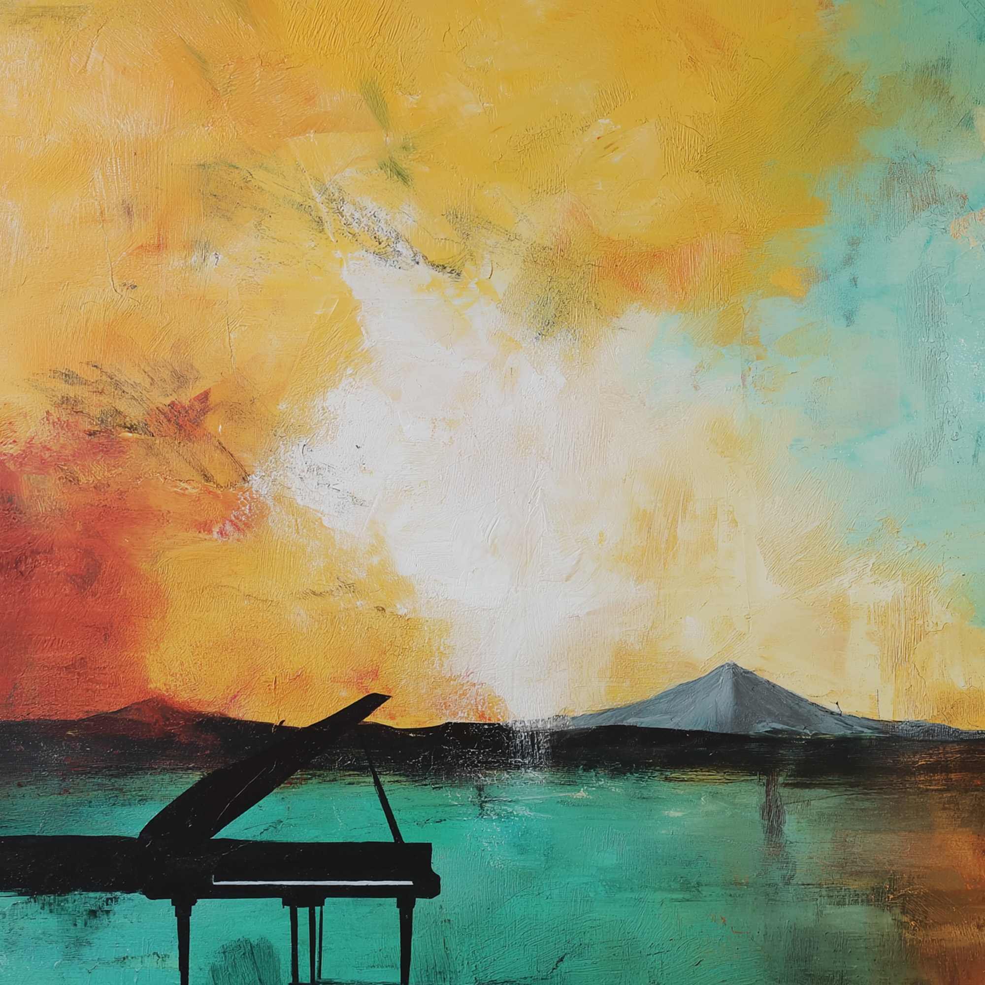 SONATA HORIZON: Vibrant Abstract Landscape Oil Painting - Image 7