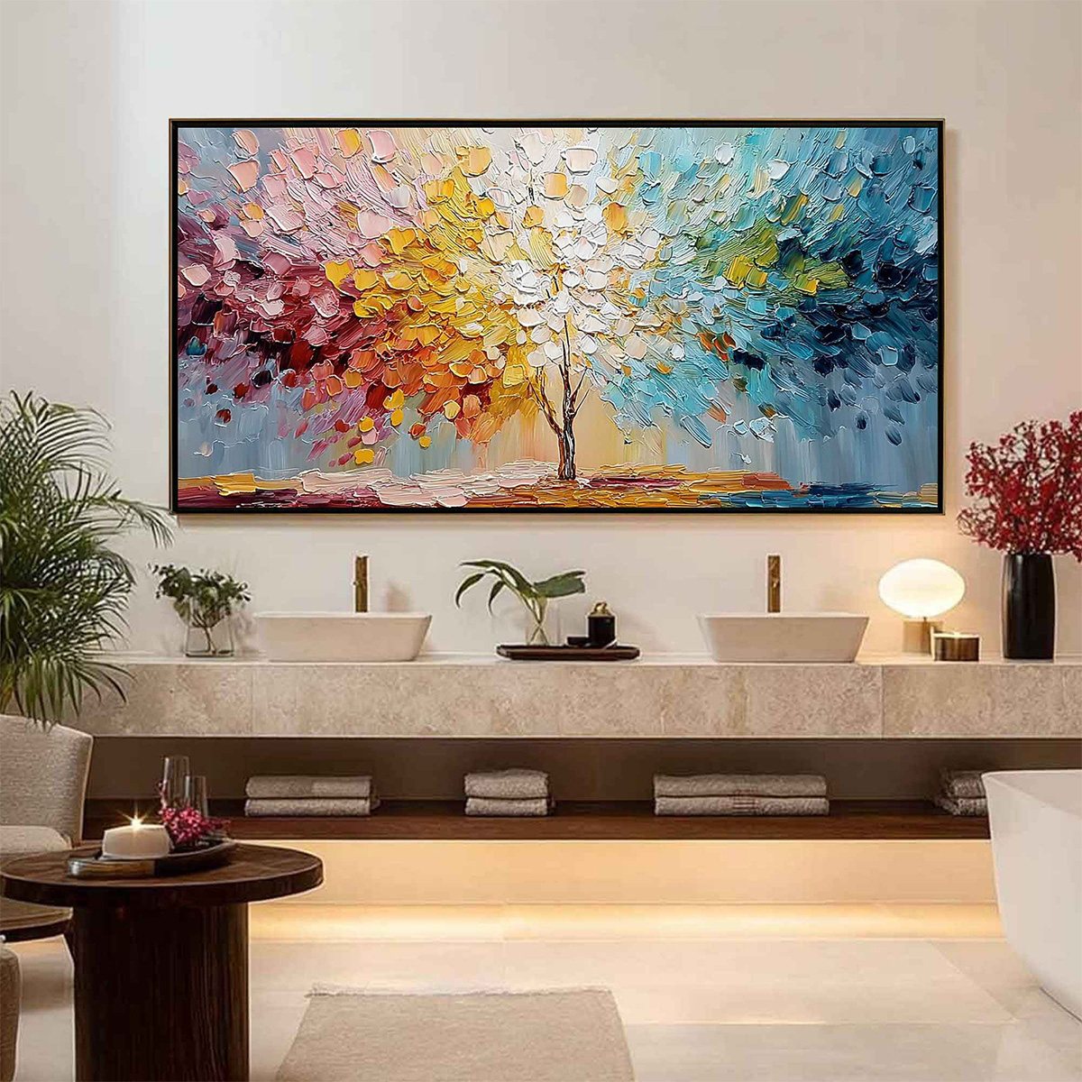 SPECTRUM OF LIFE: Colorful Abstract Tree Impasto Palette Knife Painting - Image 6