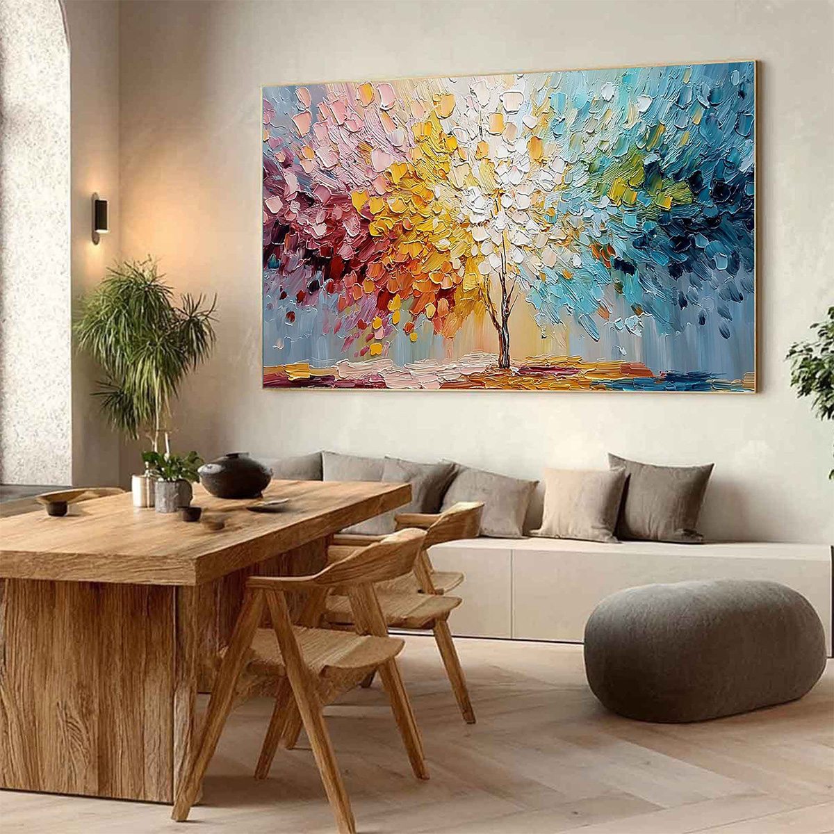 SPECTRUM OF LIFE: Colorful Abstract Tree Impasto Palette Knife Painting - Image 7