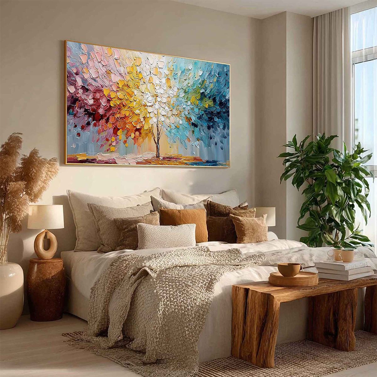 SPECTRUM OF LIFE: Colorful Abstract Tree Impasto Palette Knife Painting - Image 8