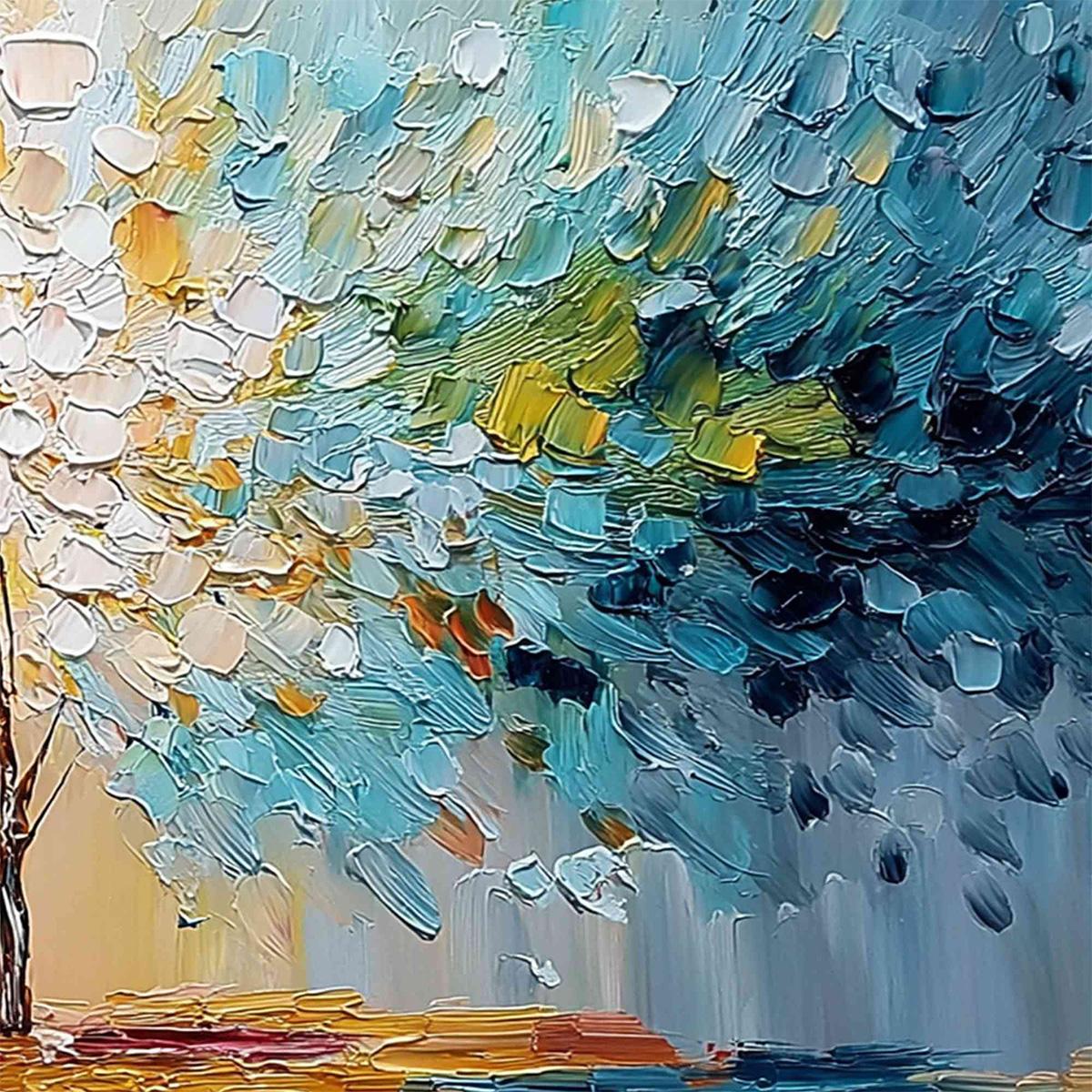 SPECTRUM OF LIFE: Colorful Abstract Tree Impasto Palette Knife Painting - Image 5