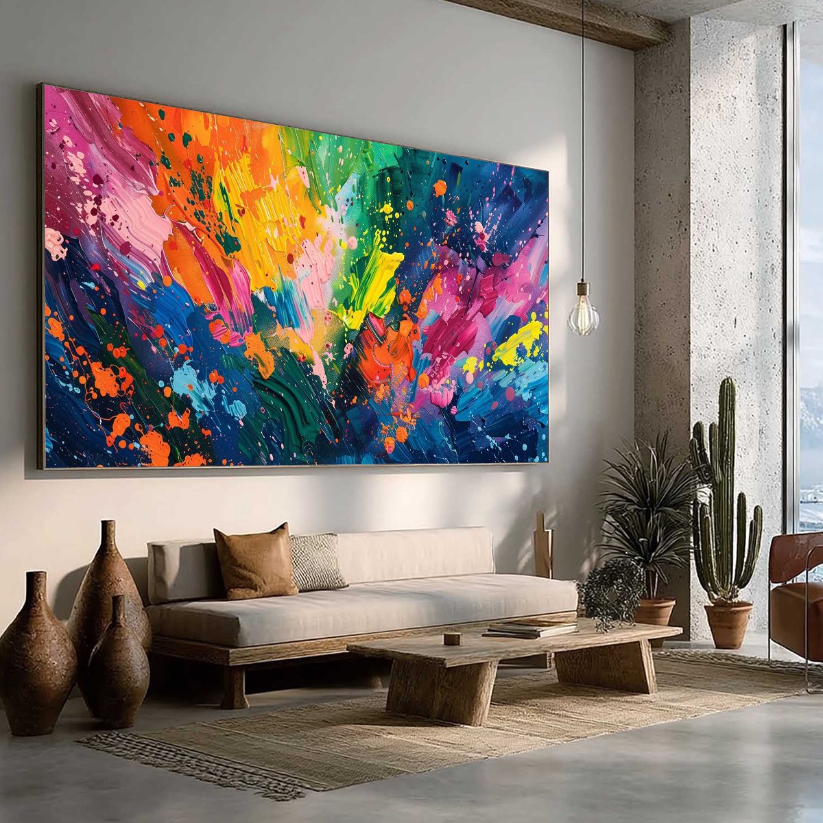 SPECTRUM SURGE: Vibrant Abstract Textured Oil Painting - Image 7