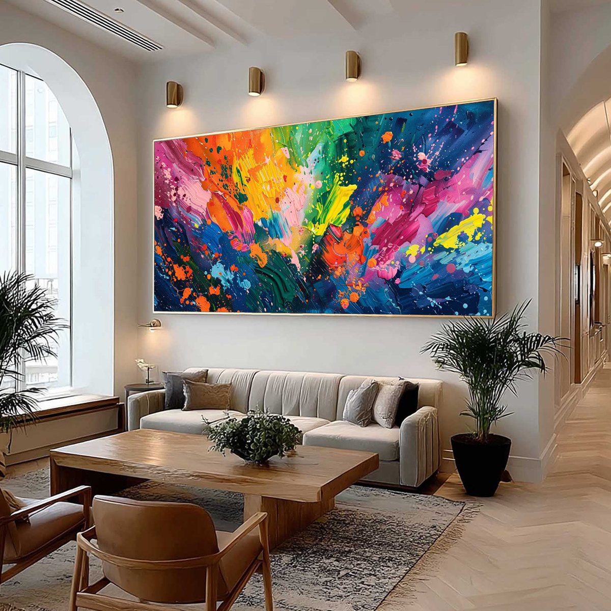 SPECTRUM SURGE: Vibrant Abstract Textured Oil Painting - Image 8