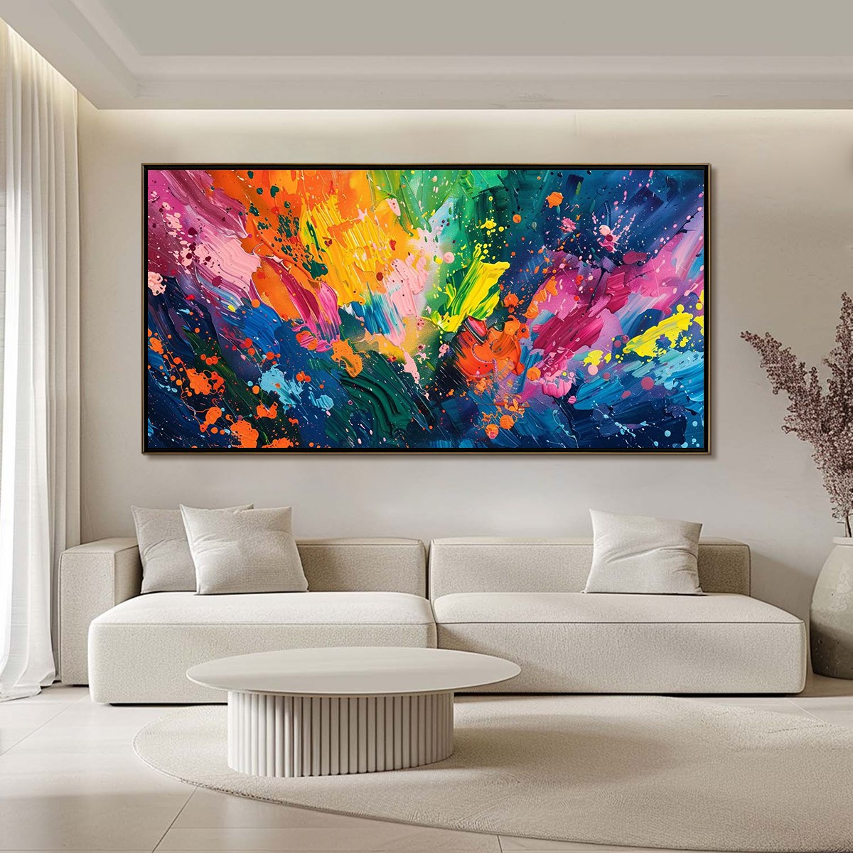 SPECTRUM SURGE: Vibrant Abstract Textured Oil Painting - Image 2