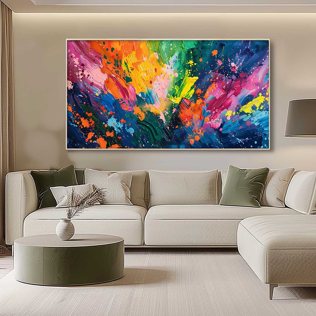 SPECTRUM SURGE: Vibrant Abstract Textured Oil Painting - Image 5