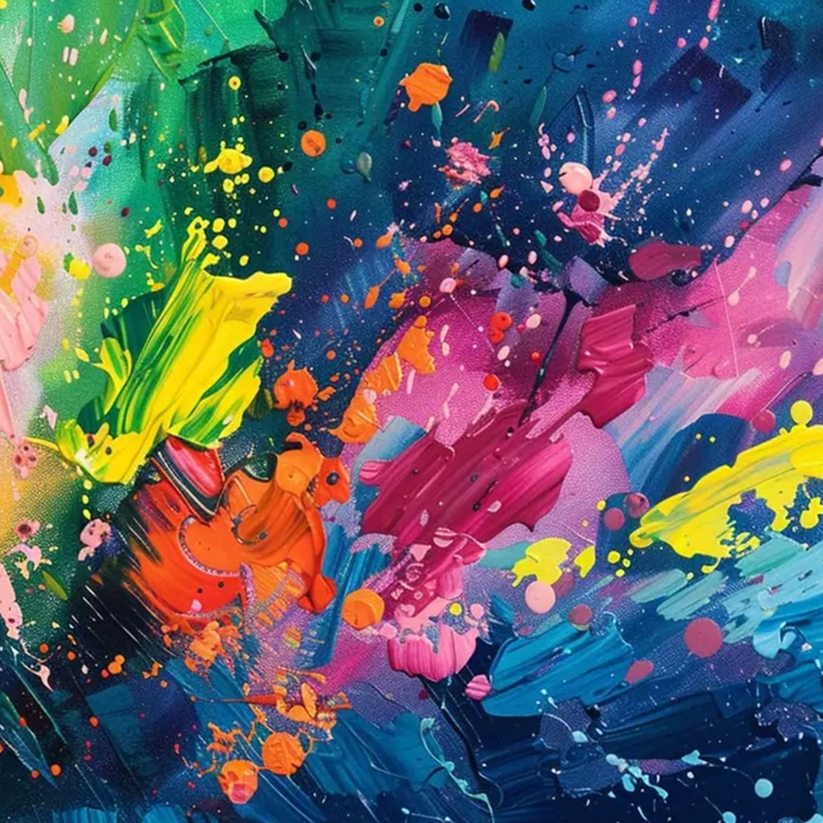 SPECTRUM SURGE: Vibrant Abstract Textured Oil Painting - Image 4