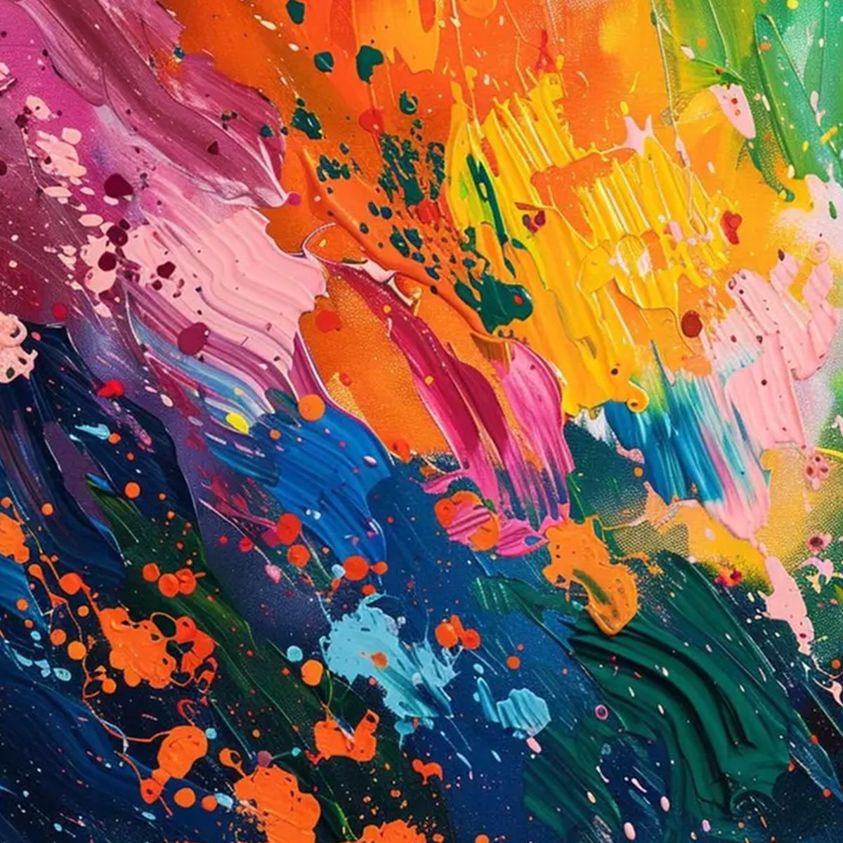 SPECTRUM SURGE: Vibrant Abstract Textured Oil Painting - Image 6