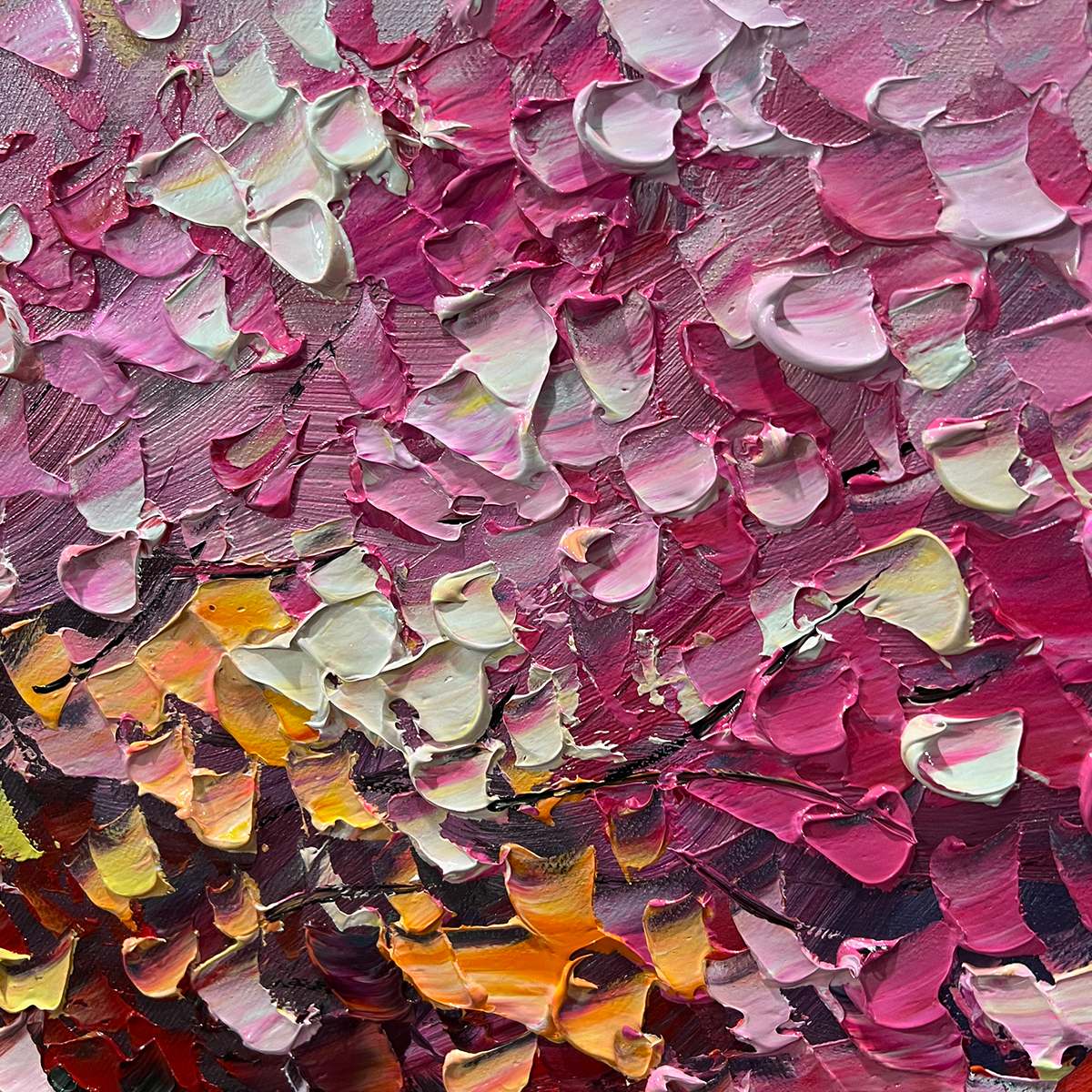 SPECTRUM OF JOY: Textured Impasto Tree Oil Painting - Image 5