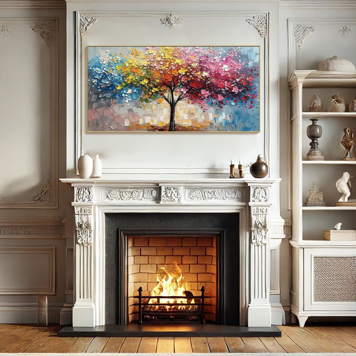 SPECTRUM OF JOY: Textured Impasto Tree Oil Painting - Image 6