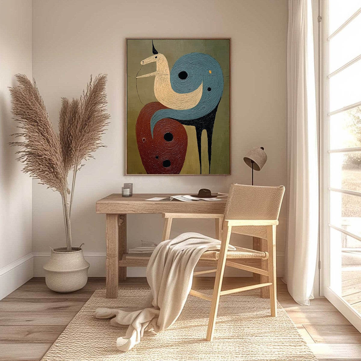 SPIRAL GUARDIAN: Textured Abstract Mythical Creature Oil Painting - Image 6