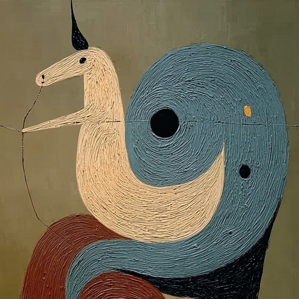 SPIRAL GUARDIAN: Textured Abstract Mythical Creature Oil Painting - Image 3