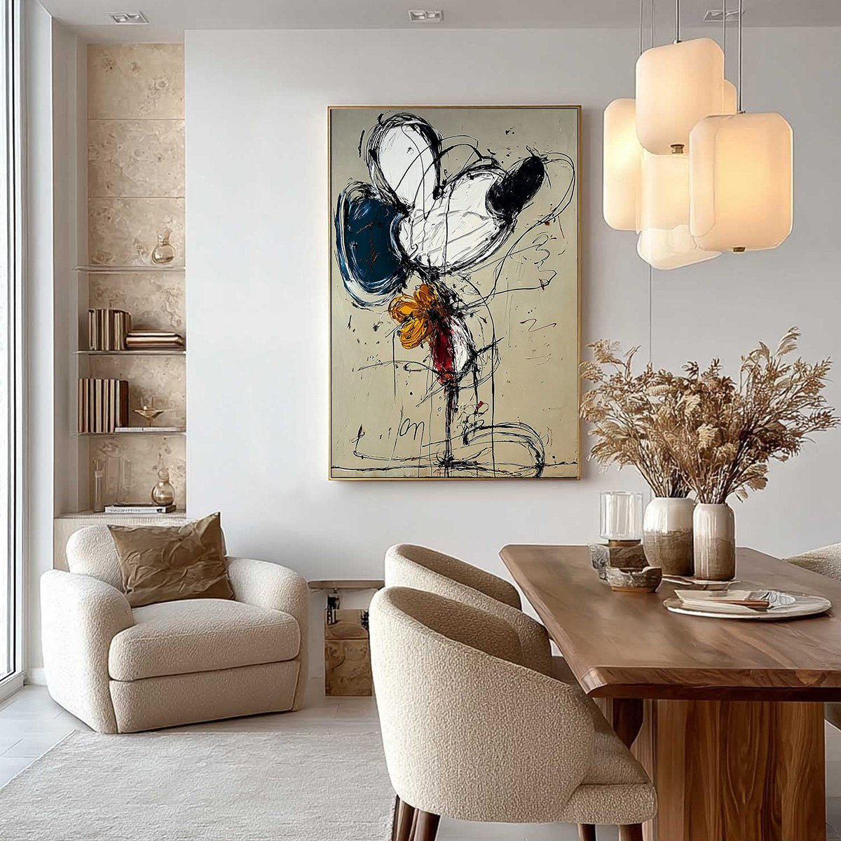SPONTANEOUS BLOOM: Large Abstract Floral Impasto Oil Painting on Canvas - Image 6