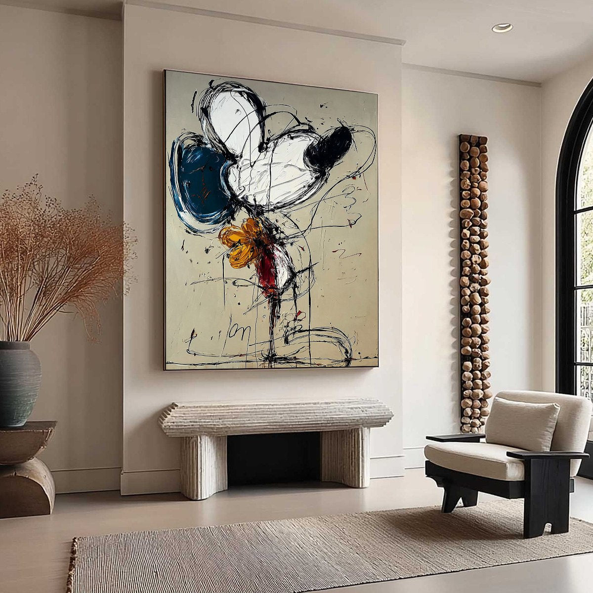 SPONTANEOUS BLOOM: Large Abstract Floral Impasto Oil Painting on Canvas - Image 8