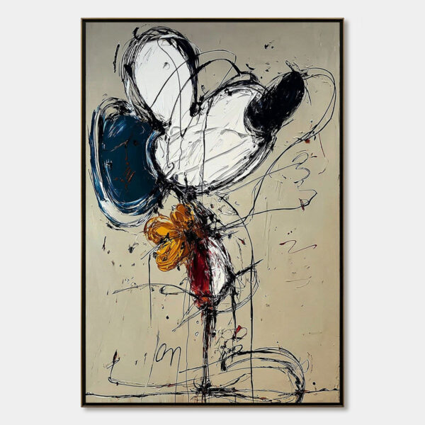 SPONTANEOUS BLOOM: Large Abstract Floral Impasto Oil Painting on Canvas