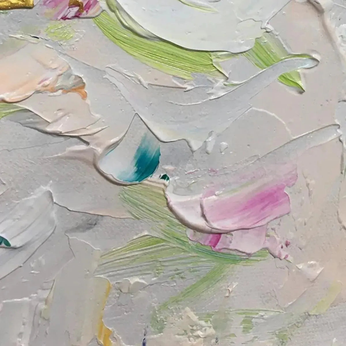 SPRING BLOSSOM: Textured Abstract Floral Painting in Light Pastel Colors - Image 7