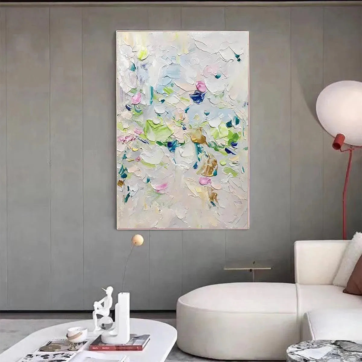 SPRING BLOSSOM: Textured Abstract Floral Painting in Light Pastel Colors - Image 8